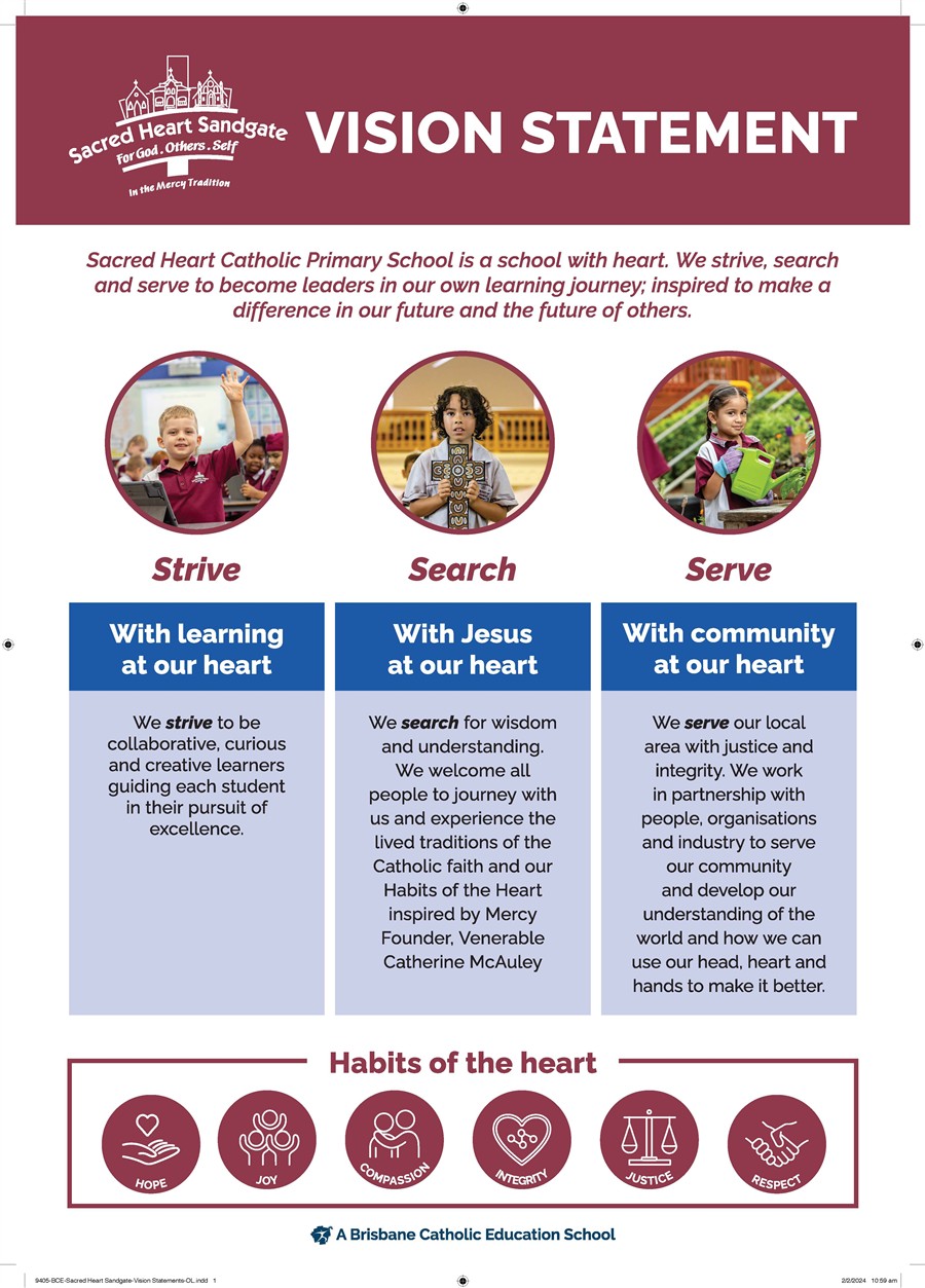 Poster - BCE Sacred Heart Sandgate Vision Statement